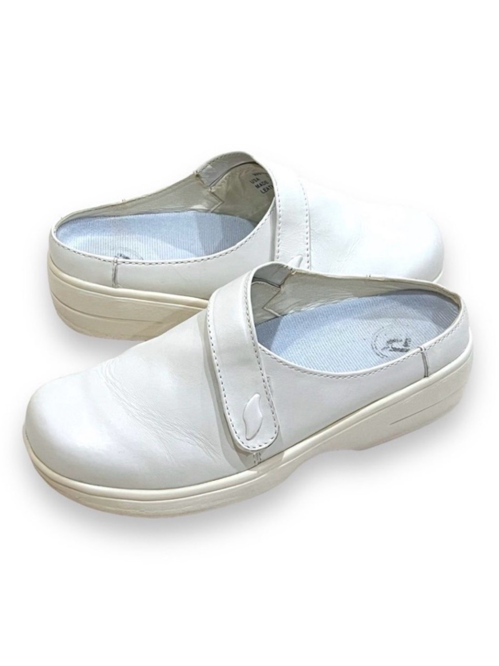 Propet White Leather Slip On Mules Size 7